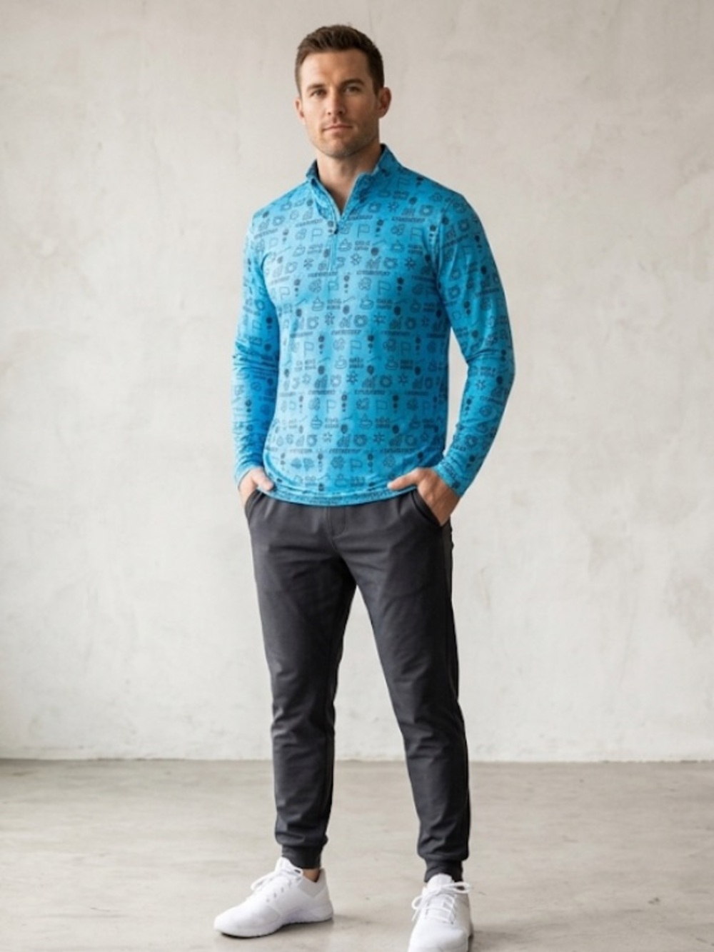 NWT Fore Fathers “Rise & Grind” Coffee Brushed Tech 1/4 Zip Golf Pullover Small